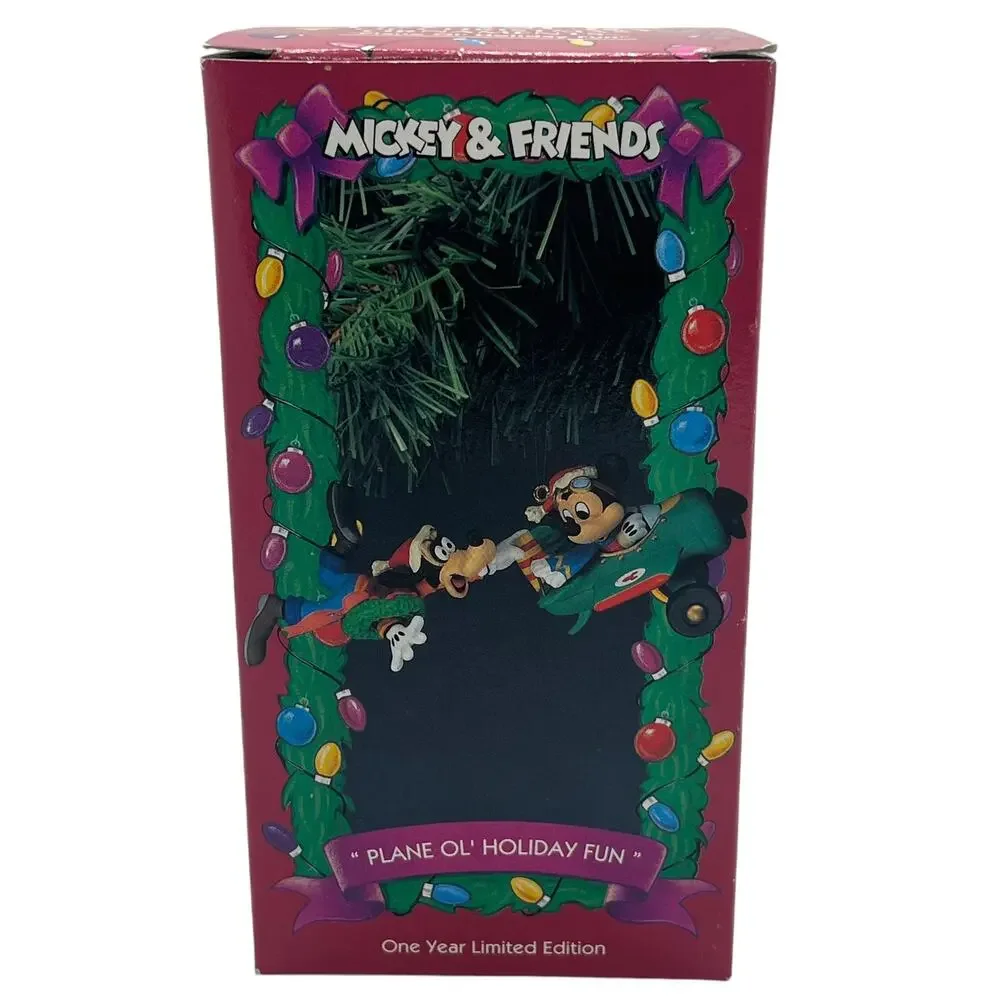 Vintage Disney Mickey & Goofy Plane Fun Christmas Ornament